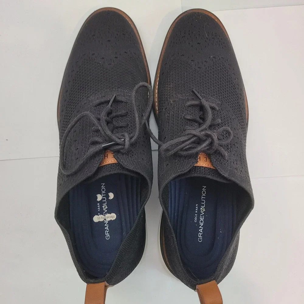 Cole Haan OriginalGrand Wingtip Oxford Mens Black Stitchlite Knit Shoes C32152